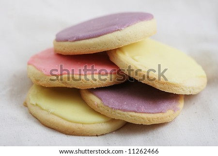 Cookies with pink yellow and purple icing