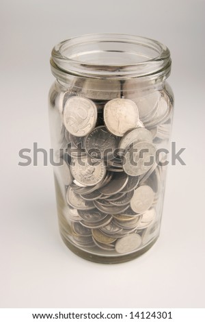Australian coins in a jar