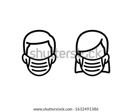 face mask, flu mask icon man and woman