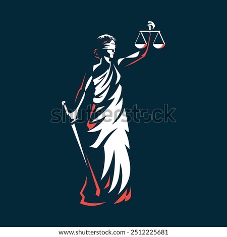 Lady justice. Woman holding scales and sword vector illustration