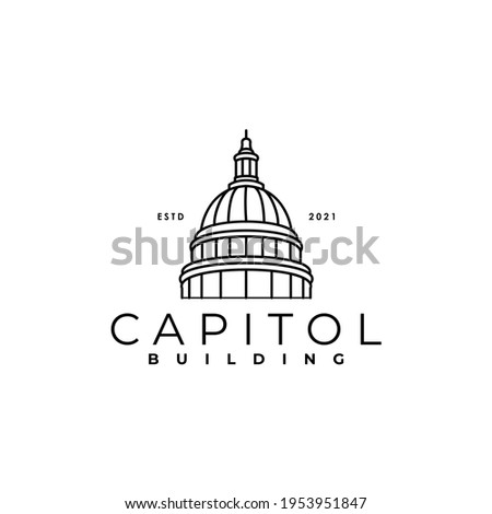 capitol building line art logo design vector