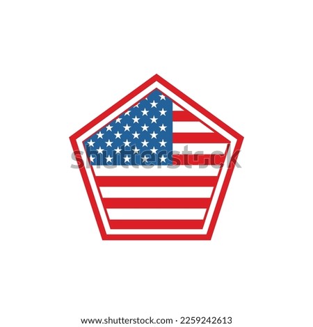American flag in the pentagon shape design vector