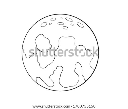 Planet mars black and white vector illustration. Image of planetarium, space object.