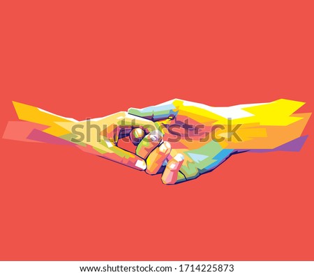 colorful abstract of couple holding hand with love