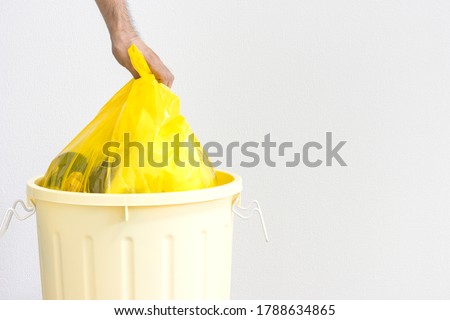 Image, Stock Photo Yellow bag of garbage