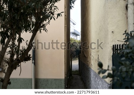 Similar – Image, Stock Photo Passage between small town houses in summer