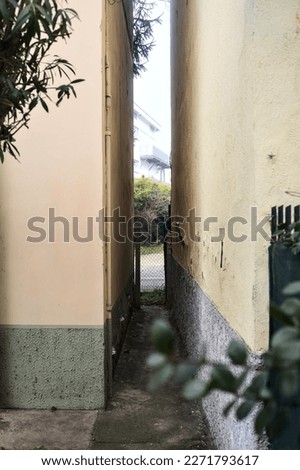 Similar – Image, Stock Photo Passage between small town houses in summer