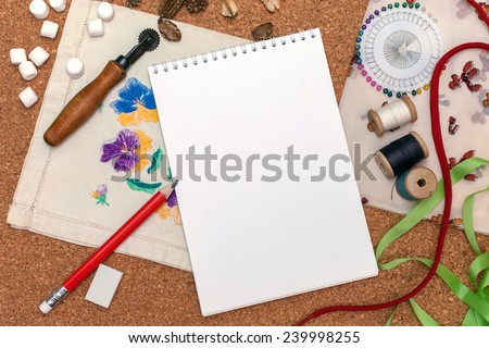 Similar – Image, Stock Photo Old Fashioned Cork Notepad and Two Pencils