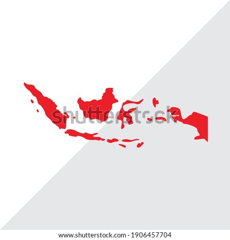 indonesian map silhouete red white