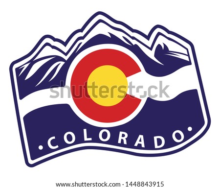 colorado emblem flag with aspen mountain illustration