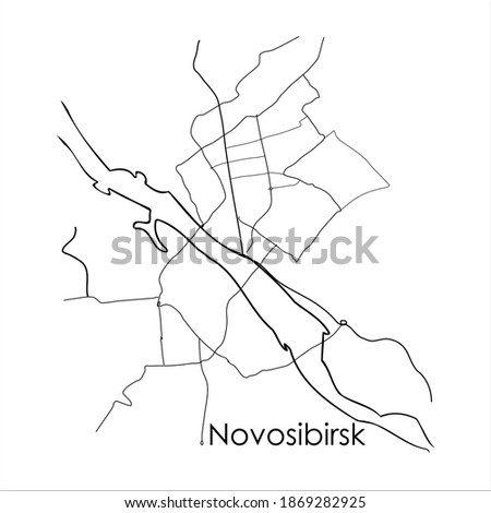 map of Novosibirsk. print for clothes, may, hoodies, merchandise. vector eps 10. Siberia, Russia. black and white design. doodle, sketch.