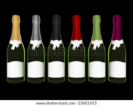 Champagne bottles with blank labels