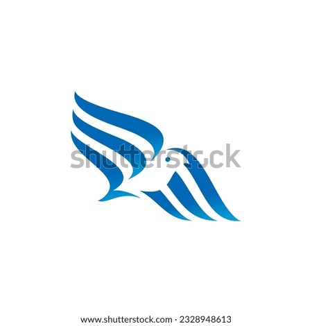 animal bird logo with abstract style blue color pacific sea coast