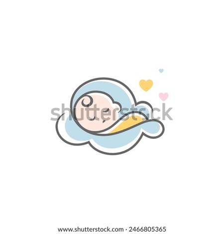 baby mascot logo sleeping cloud comfortably. Sweet dream illustrations. cute baby sleep