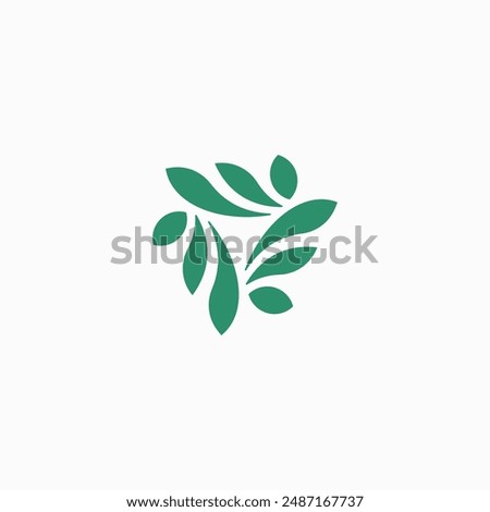 Abstract three leaf logo. leaf icon dynamic green color