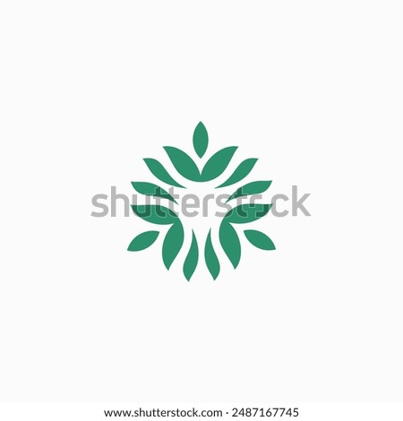 Abstract Flower logo. leaf icon for hotel, yoga logo, community green color