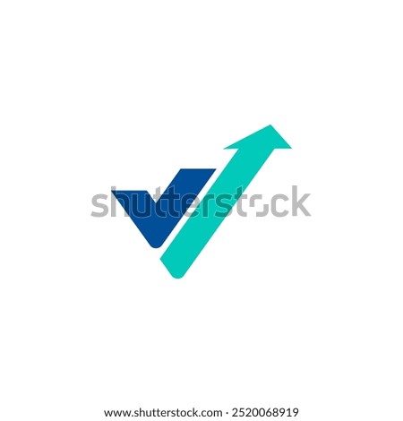 Initial Financial Logo On Letter V Concept With Growth Arrow Icon cool color