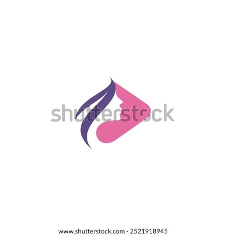 girl with play button logo. Design can use for web and mobile app. Vector illustration 