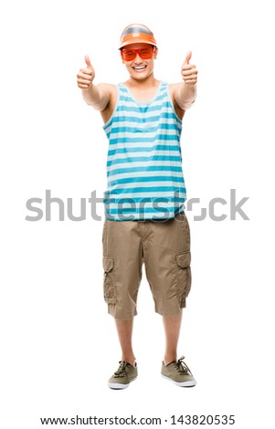 thumbs up latin american geek cool student happy youth isolated on white
