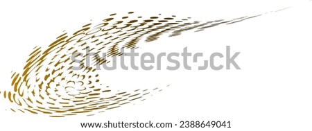 A rounded frame of globules and peas with a gradient color transition from gold to black. Twisting radii from points into a whirlpool. Vector.