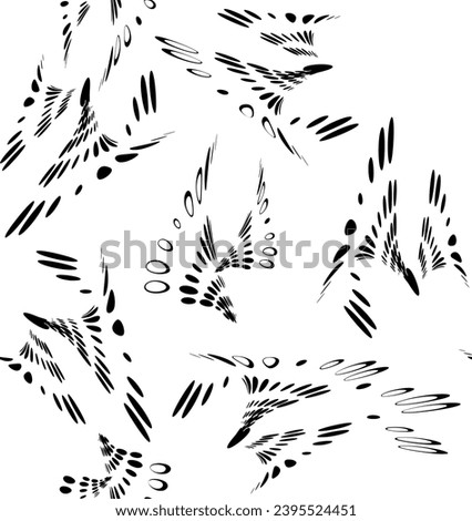 Seamless pattern of drops and splashes, both solid and contour. Chaotic and systemless arrangement with the possibility of periodic and endless repetition. Vector.