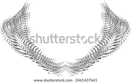 Half-tone scaly wings flap. Image shift. Vector.