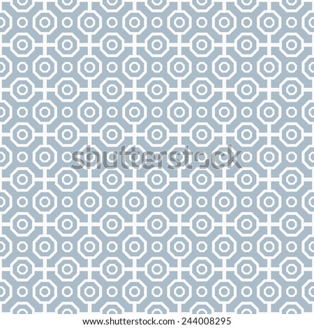 Geometric fine abstract  pattern. Seamless modern blue texture with white octagons for wallpapers and background
