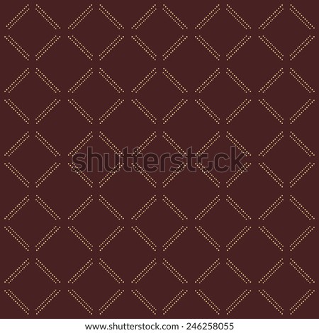 Geometric  pattern. Seamless abstract brown texture for wallpapers and background with golden dotted elements