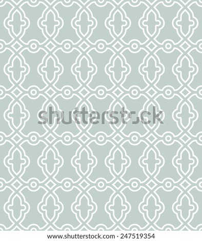 Geometric  blue pattern with oriental white elements. Seamless background with abstract texture