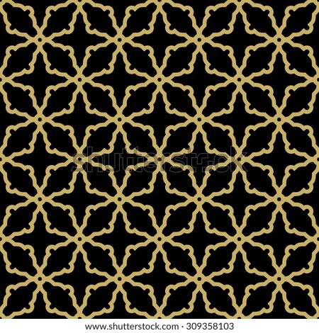 Geometric  texture with oriental elements. Seamless pattern with golden grill for wallpapers and backgrounds