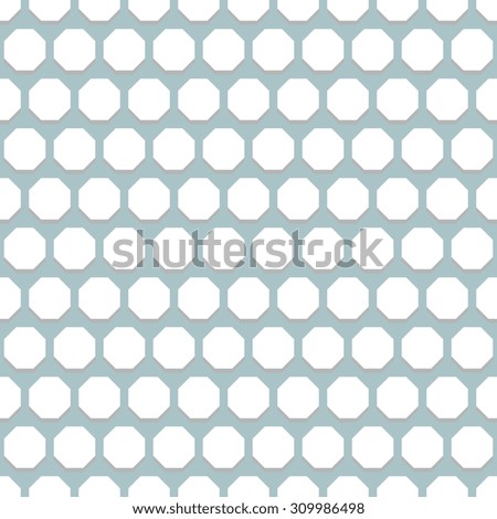 Geometric fine abstract  background. Seamless modern pattern with blue background and white octagons