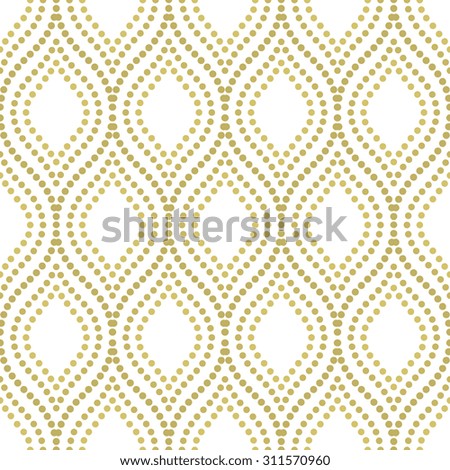 Pattern with seamless  ornament. Modern stylish geometric background with repeating golden dotted elements