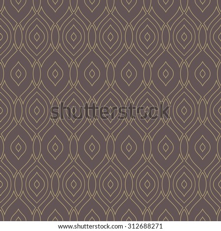 Pattern with seamless  golden ornament. Modern stylish geometric background with repeating vertical waves
