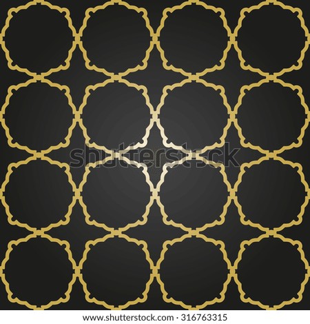 Fine geometric  pattern with oriental elements. Seamless golden grill for wallpapers and backgrounds