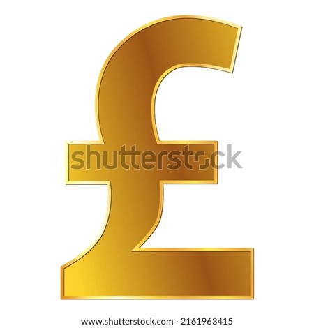 Great britain pound GBP currency golden sign in front view isolated on white background. Currency by Central Bank of United Kingdom. Vector illustration.