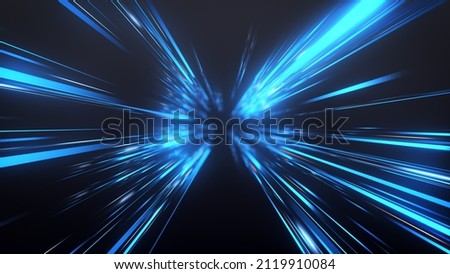 Abstract Dark Glow  Blue light rays Background. Perspective view of Blue laser light burst motion. Long exposure time warp speed Lights lines Blue background zoom in. 4K ストックフォト © 