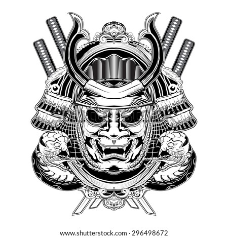 Samurai Mask And Snakes Stock Vector 296498672 : Shutterstock