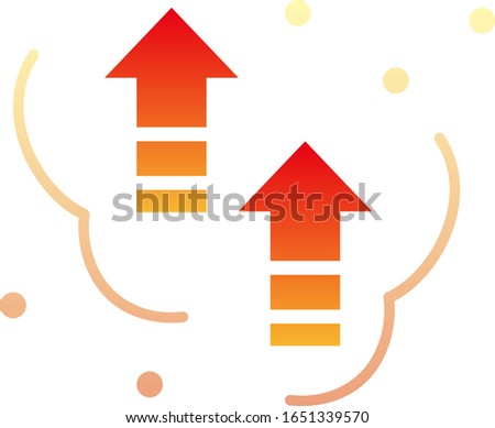 Up arrows isolated vector icon.Temperature rise image.