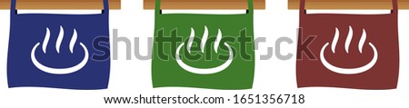 Hot spring marks written on three Japanese shop curtains.Isolated vector illustration.