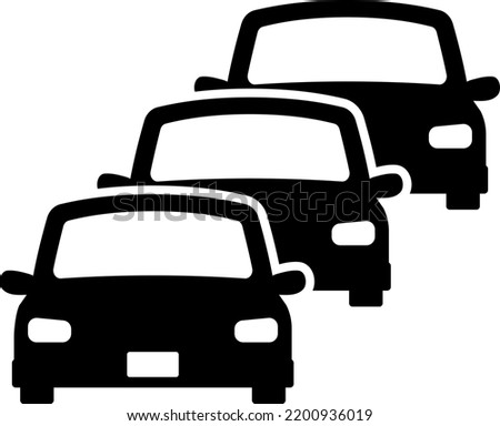 Car convoy isolated vector silhouette.