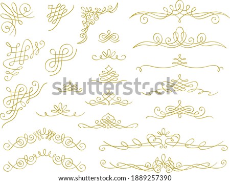 Golden calligraphy corner and line decoration set