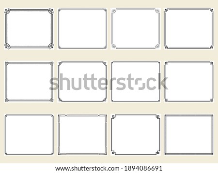 Design set of horizontal rectangular frames with retro style corner decoration