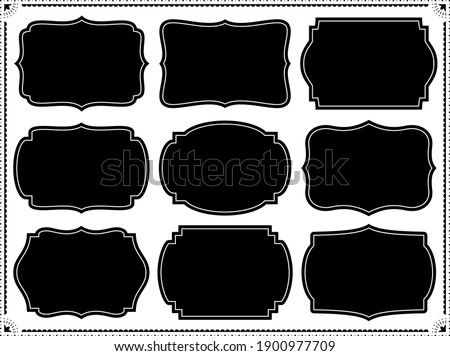 Design set of black frames shaped like various classic labels