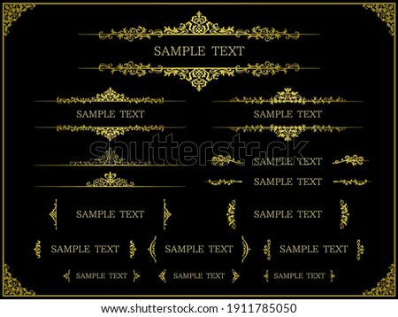 European classic style gold headline decorations and frame set