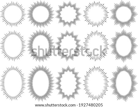 A collection of radial thin line speech balloon designs (circles and vertical ovals)