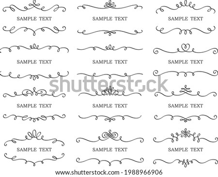 A set of decorative frames with calligraphic lines around the top and bottom of the headings