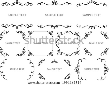  Western style thick line calligraphy decorative frame set (top, bottom, sides, square, corner decoration)