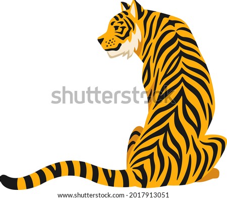 Illustration of a cool tiger sitting with its back to you