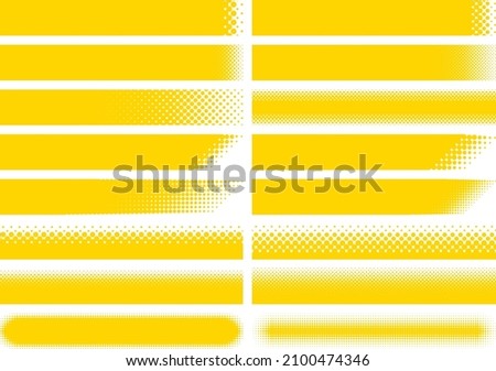 Various yellow halftone frame design set for horizontal headings