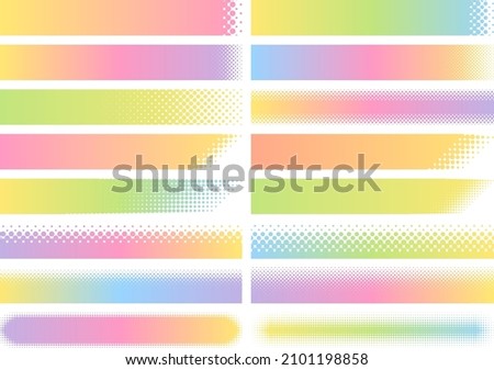 Illustration set of halftone heading frames in colorful gradient colors